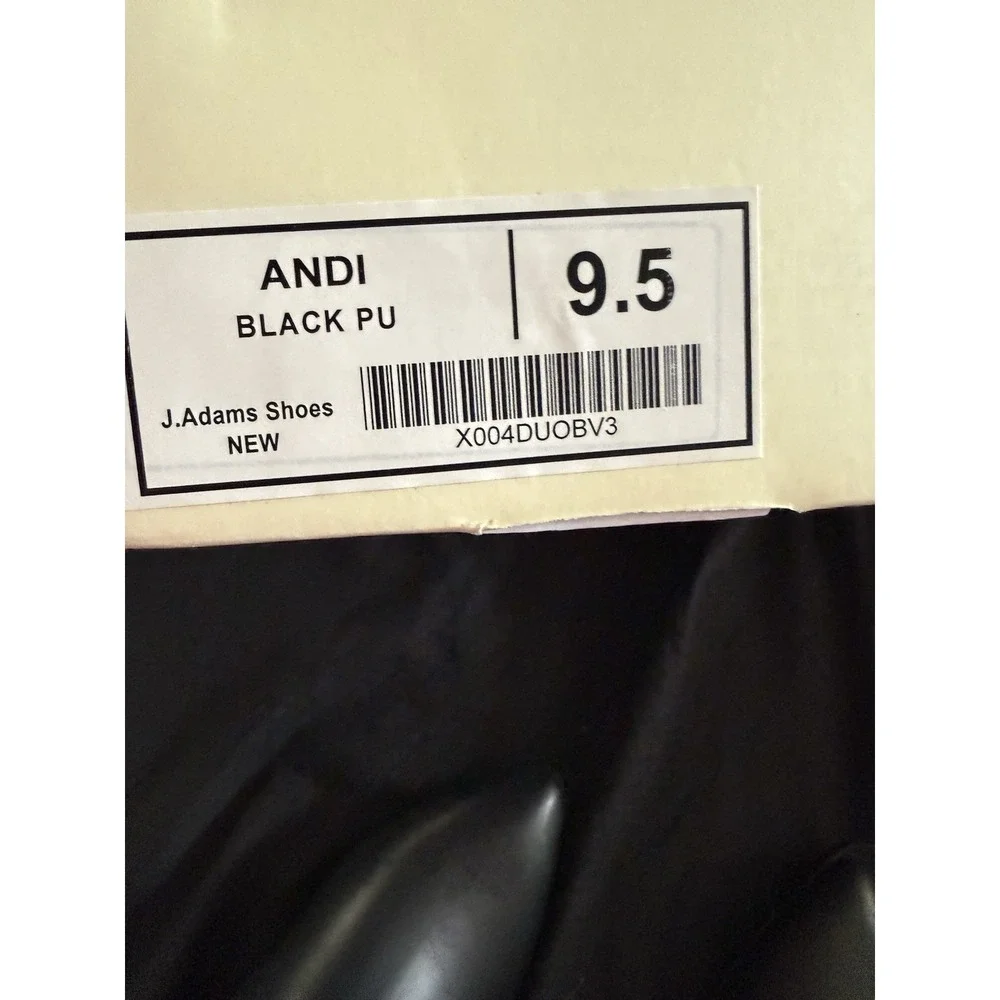 J.Adams Andi Black PU Pull Tab Pull On Pointed Toe Block Heel Chelsea Boots 9.5